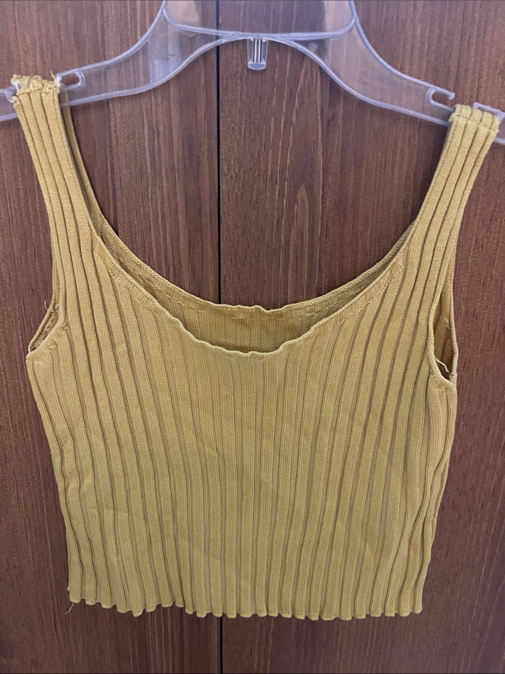 Ribbed Tank Crop Top in Mustard Yellow